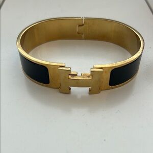 Gold and Black H Design Bracelet